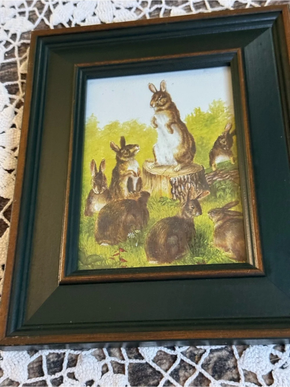 Vintage Framed Rabbit Print Woodland Bunny Cottagecore Wall Art